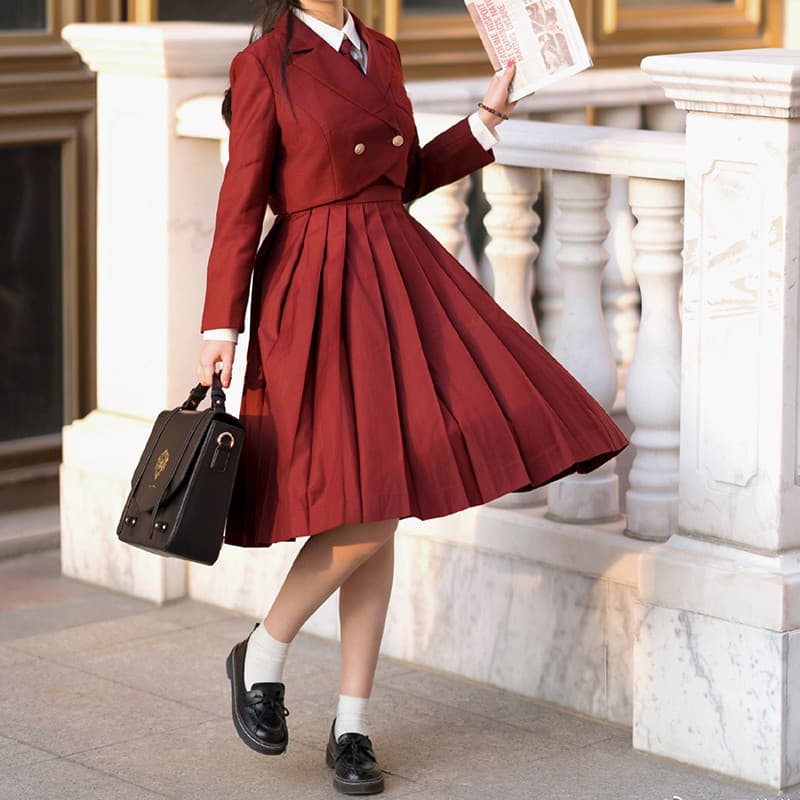 【王室風】お嬢様学園系　ショート丈ブレザー×ロングスカート　制服セット