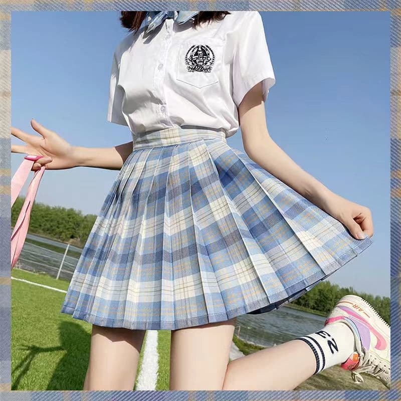 制服コスプレ プリーツ入り学生風チェックスカート