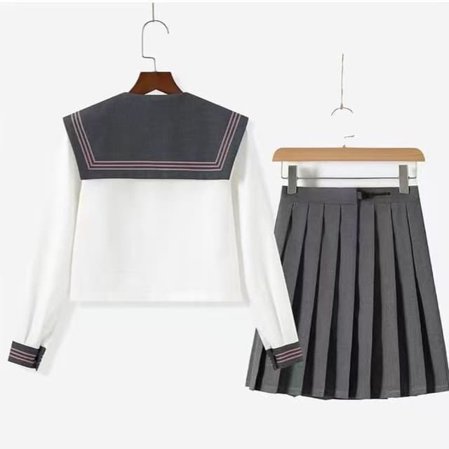 ピンクリボン×グレー　セーラー服セット