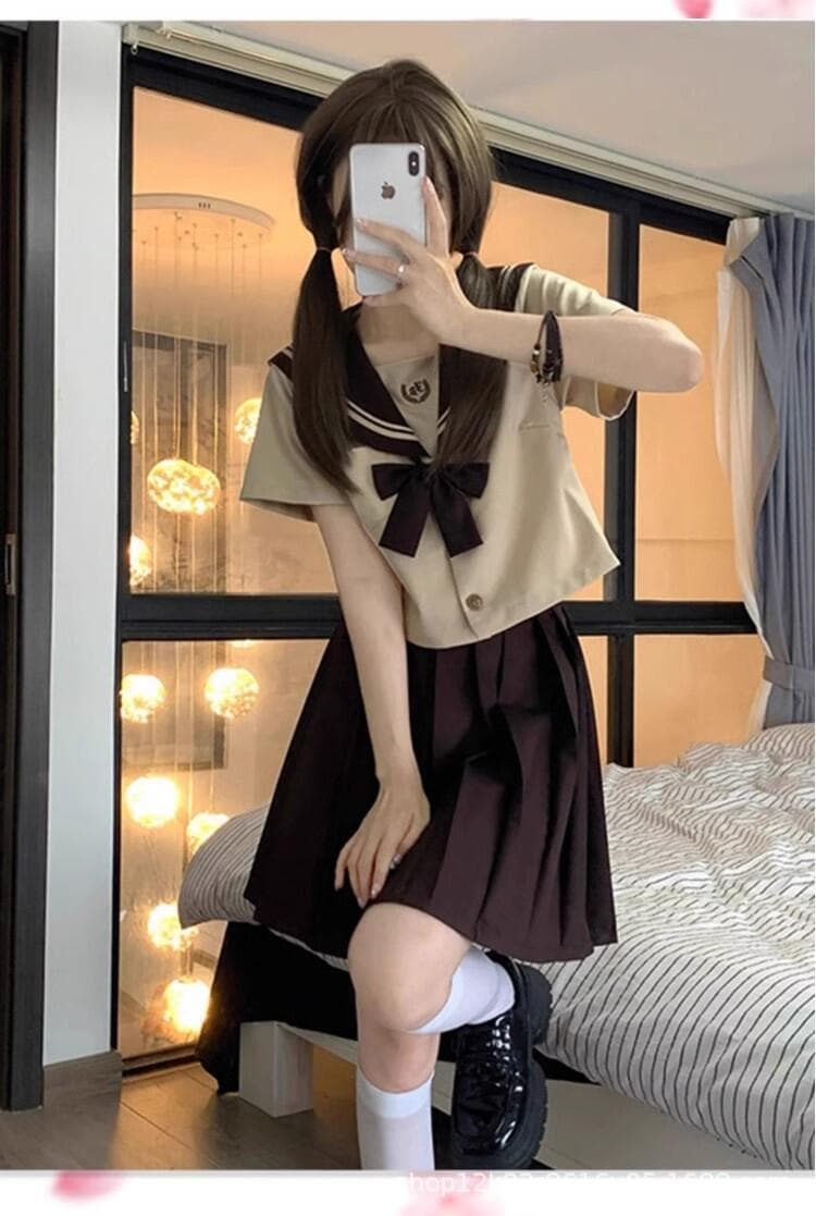 春夏用　ベージュ　伝統のセーラー服セット