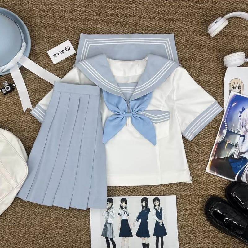 パステルブルー 夏服セーラー服セット