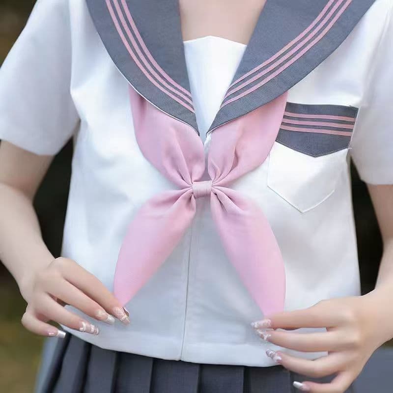 ピンクリボン×グレー　セーラー服セット