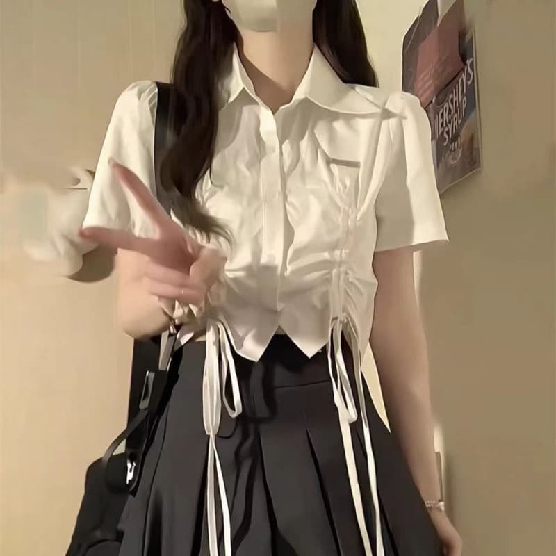 制服コスプレ 短袖リボン紐付きプリーツスカート制服セット