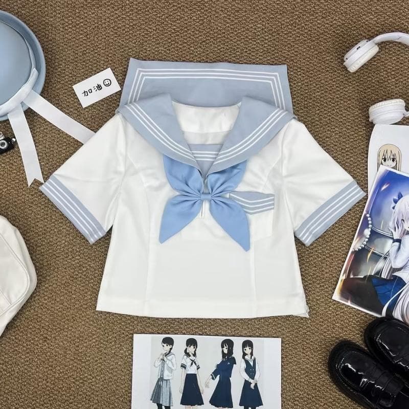パステルブルー 夏服セーラー服セット