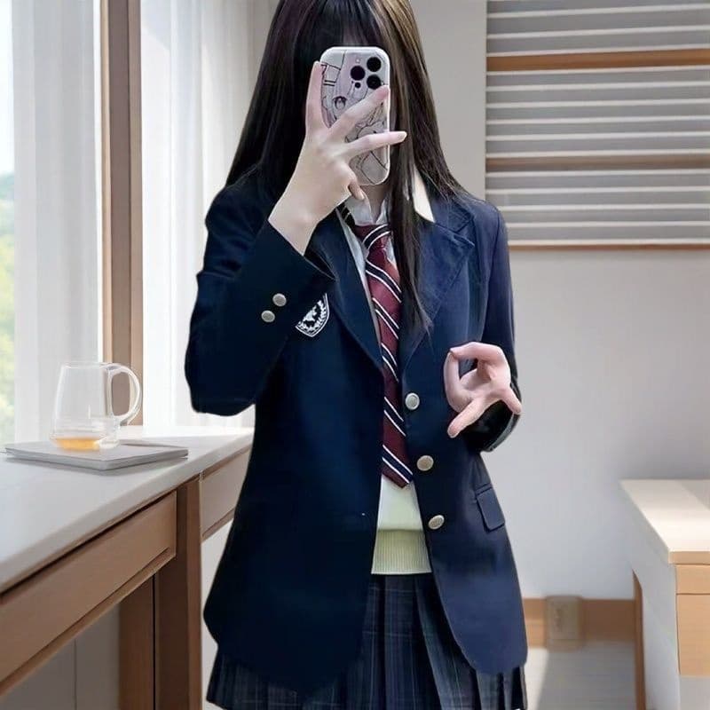 制服コスプレ アカデミック風エンブレム付き学生ブレザー