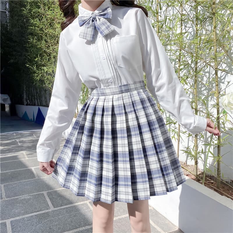 シンプルな、清楚系チェック柄学生風制服セット