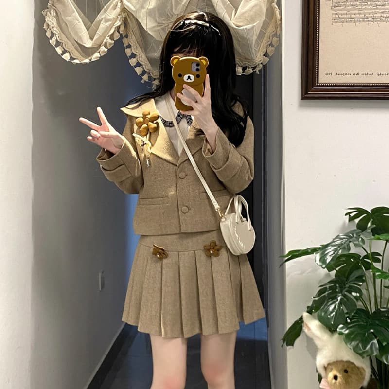 制服コスプレ 学園風リボンブローチ付きブレザー