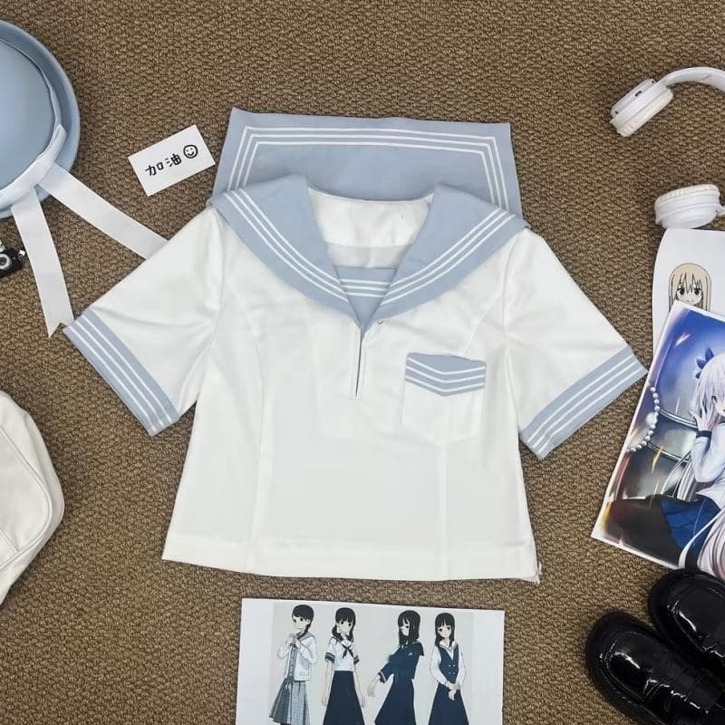 パステルブルー 夏服セーラー服セット