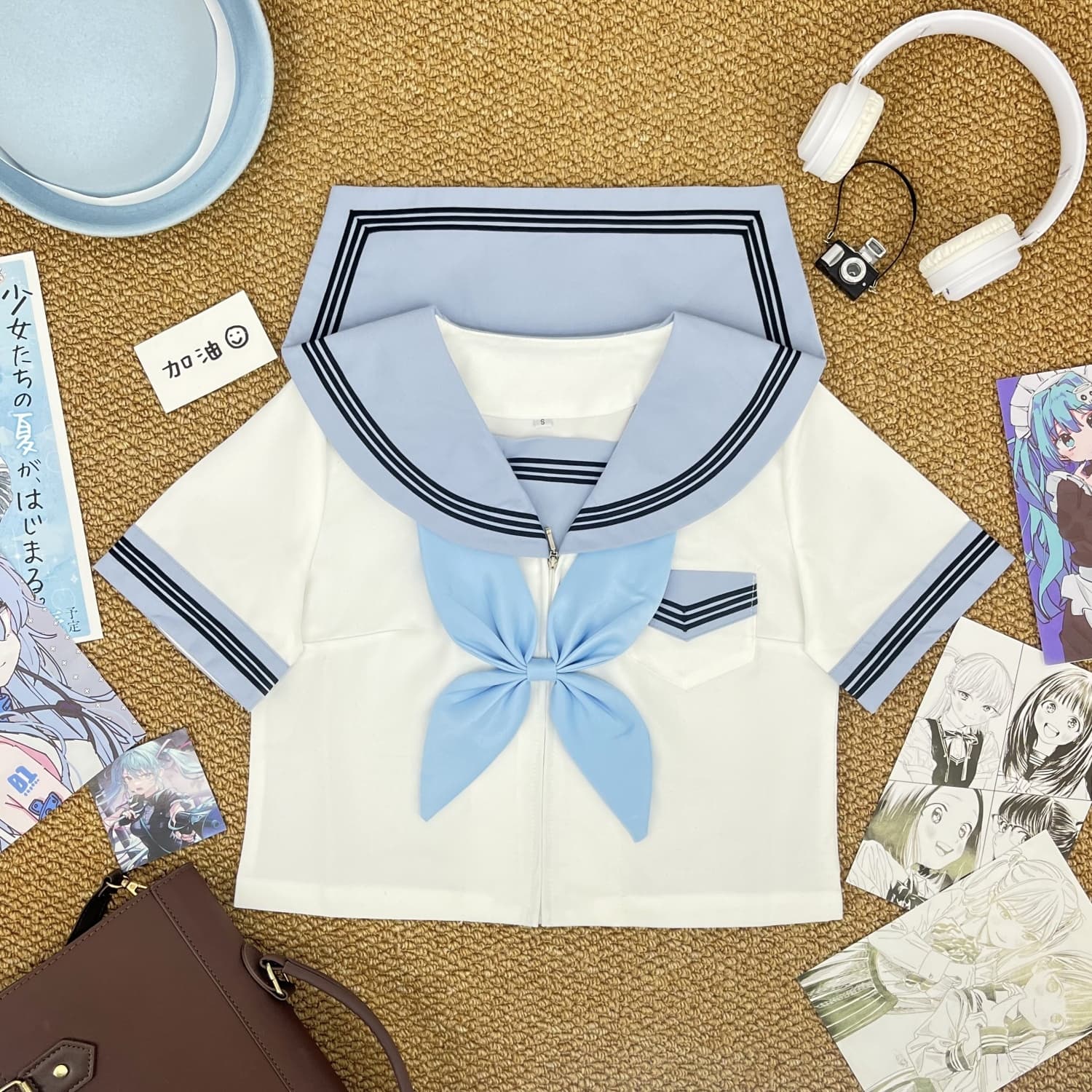 パステルブルー×ブルーライン　清楚な夏服セーラー服