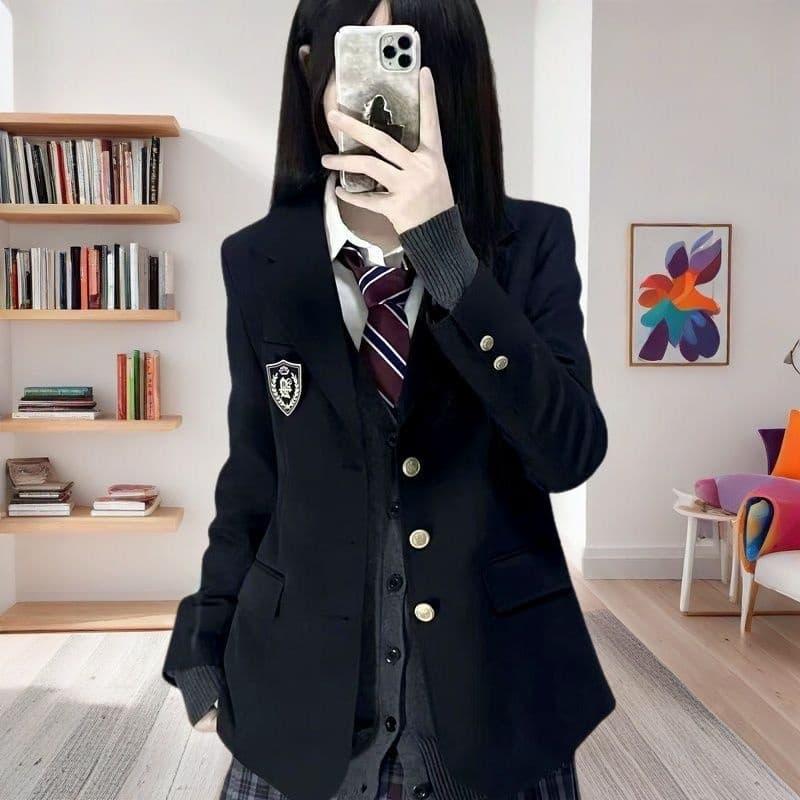 制服コスプレ アカデミック風エンブレム付き学生ブレザー