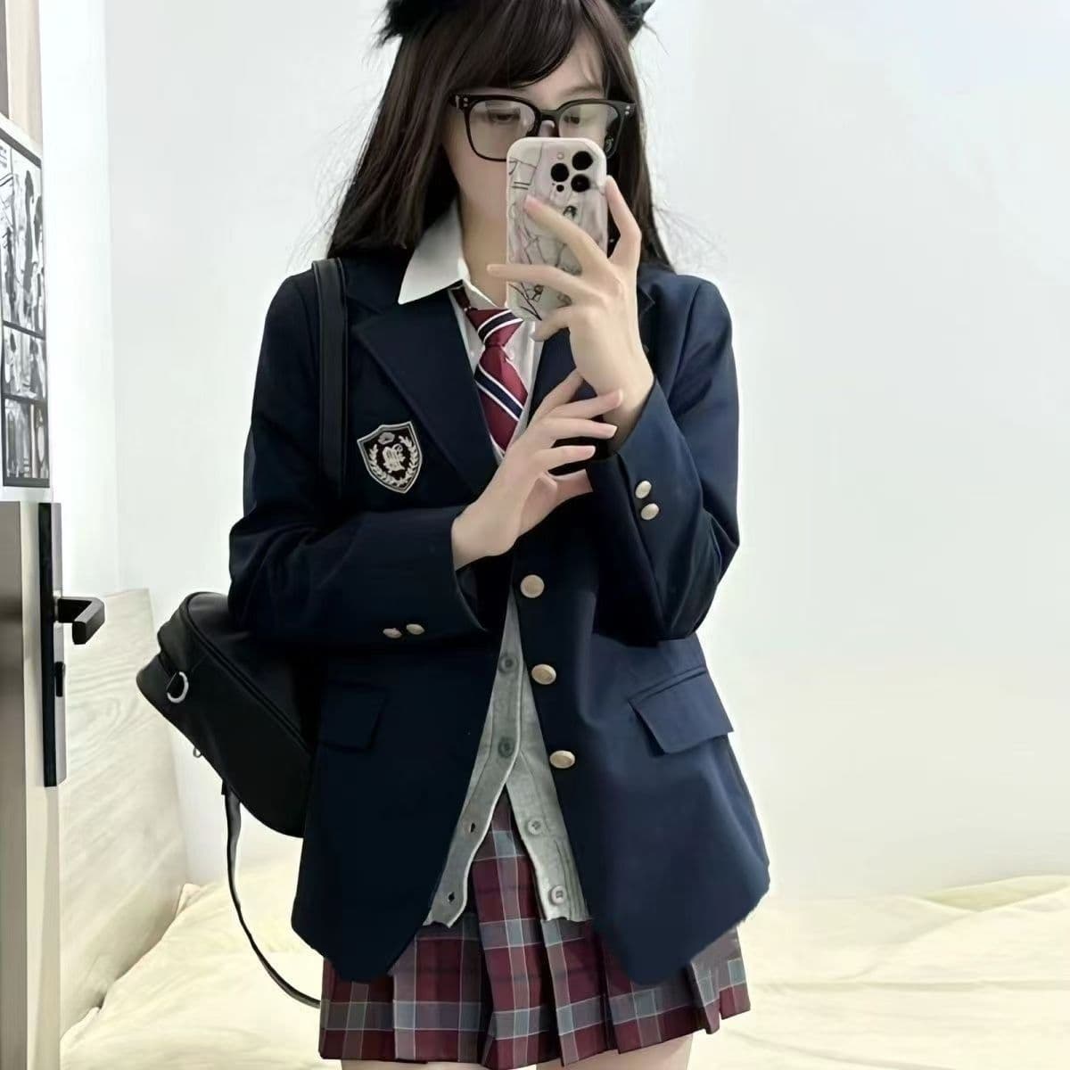 制服コスプレ アカデミック風エンブレム付き学生ブレザー