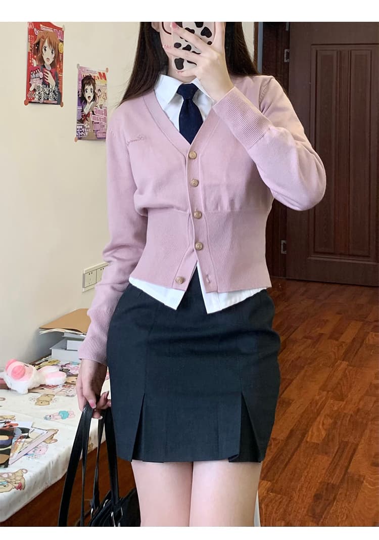 制服コスプレ 学園風カーディガン付き女子高生制服セット