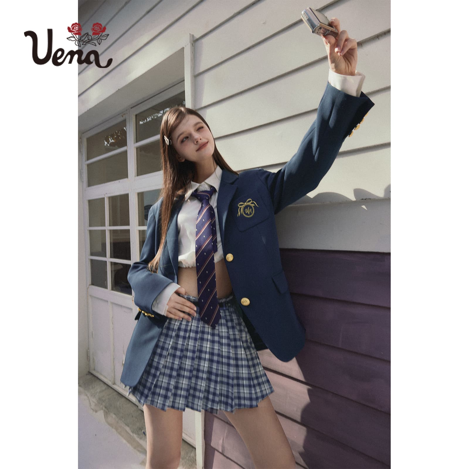制服コスプレ 学園風エンブレム付きブレザー