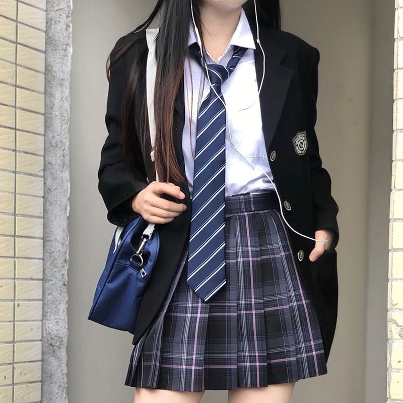 制服コスプレ 学園風ブレザー制服セット ストライプネクタイ付き