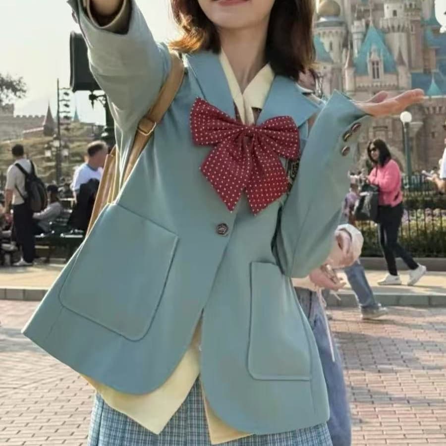ブルージャケット赤リボン　制服ブレザー