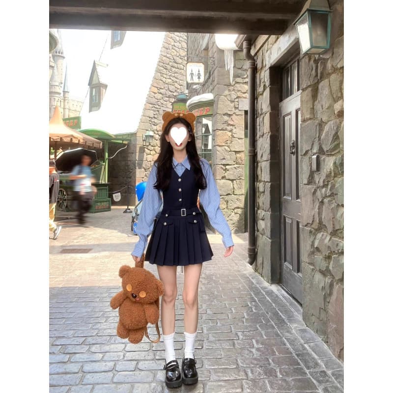 【韓国アイドル風】スクールスタイル プリーツ ブレザー 制服
