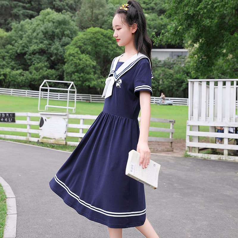 【清楚系】制服風　セーラー服ワンピース
