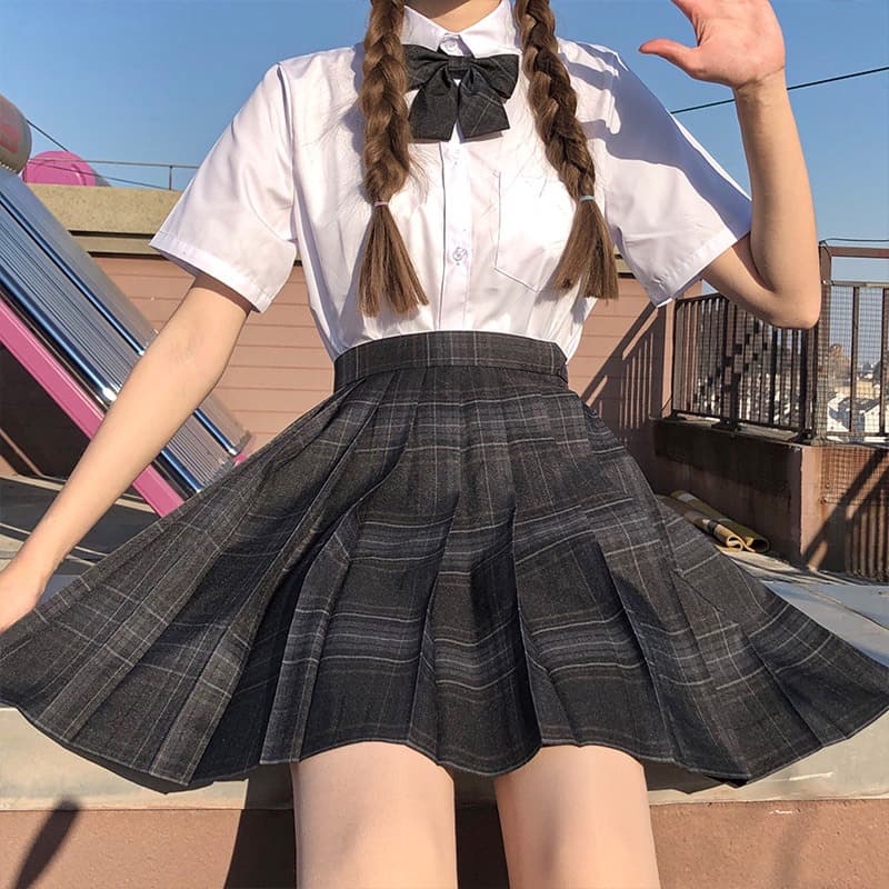 制服コスプレ プリーツ入り学生風チェックスカート