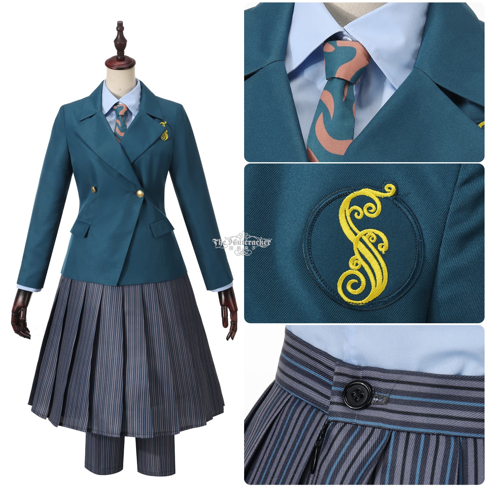 魔法学校風 制服コスプレセット ブルーグリーン