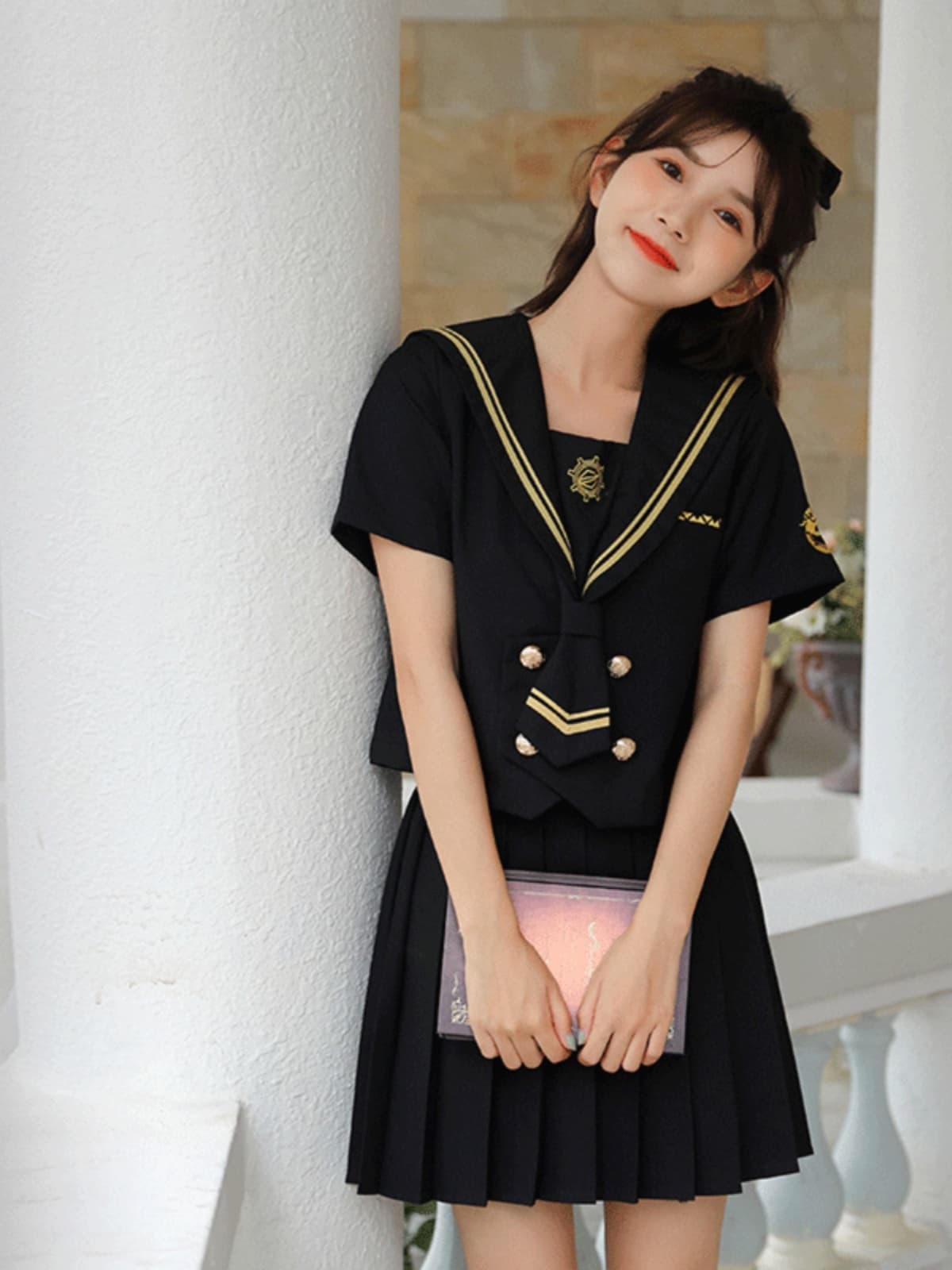 BLACK 海軍風 クールな夏用セーラー制服セット