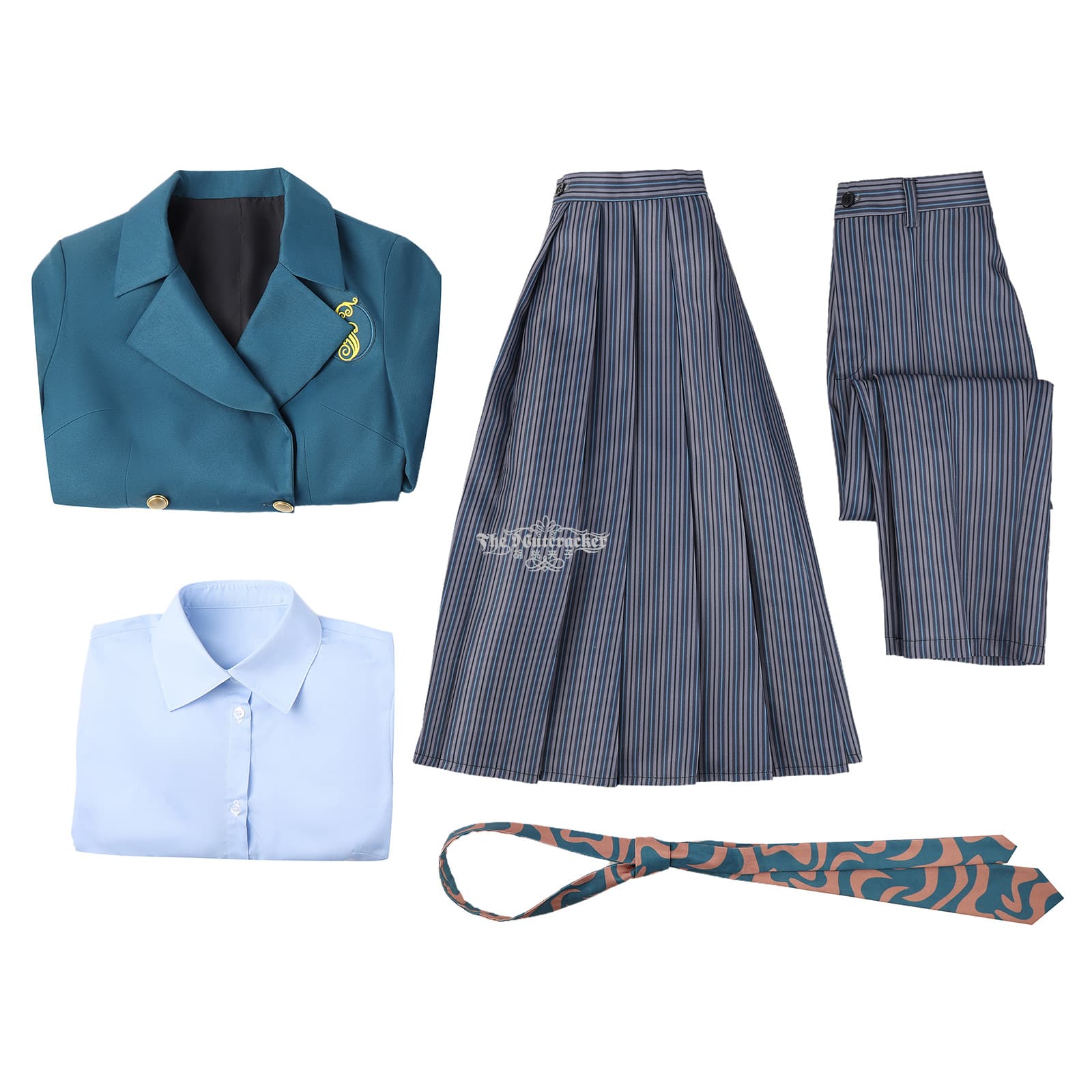 魔法学校風 制服コスプレセット ブルーグリーン
