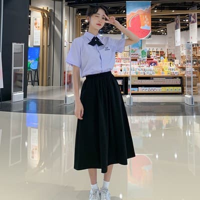 制服コスプレ 清楚リボン付きセーラー風制服セット