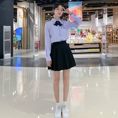制服コスプレ 清楚リボン付きセーラー風制服セット