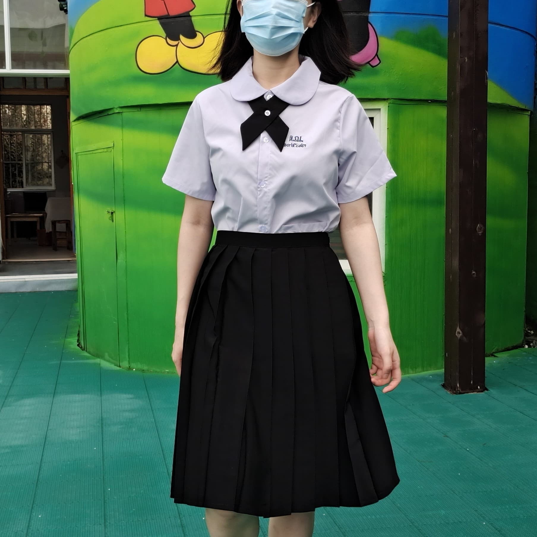 制服コスプレ 清楚リボン付きセーラー風制服セット